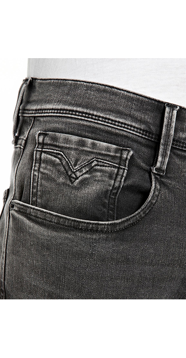 スリムフィットANBASS HYPERFLEXブラックストレッチデニム｜REPLAY